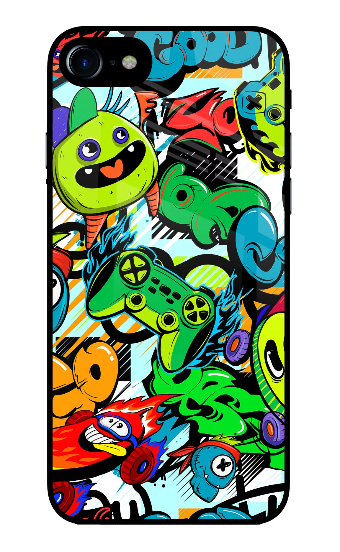Game Doodle iPhone 7/7s Glass Case Back Cover by Casekaro