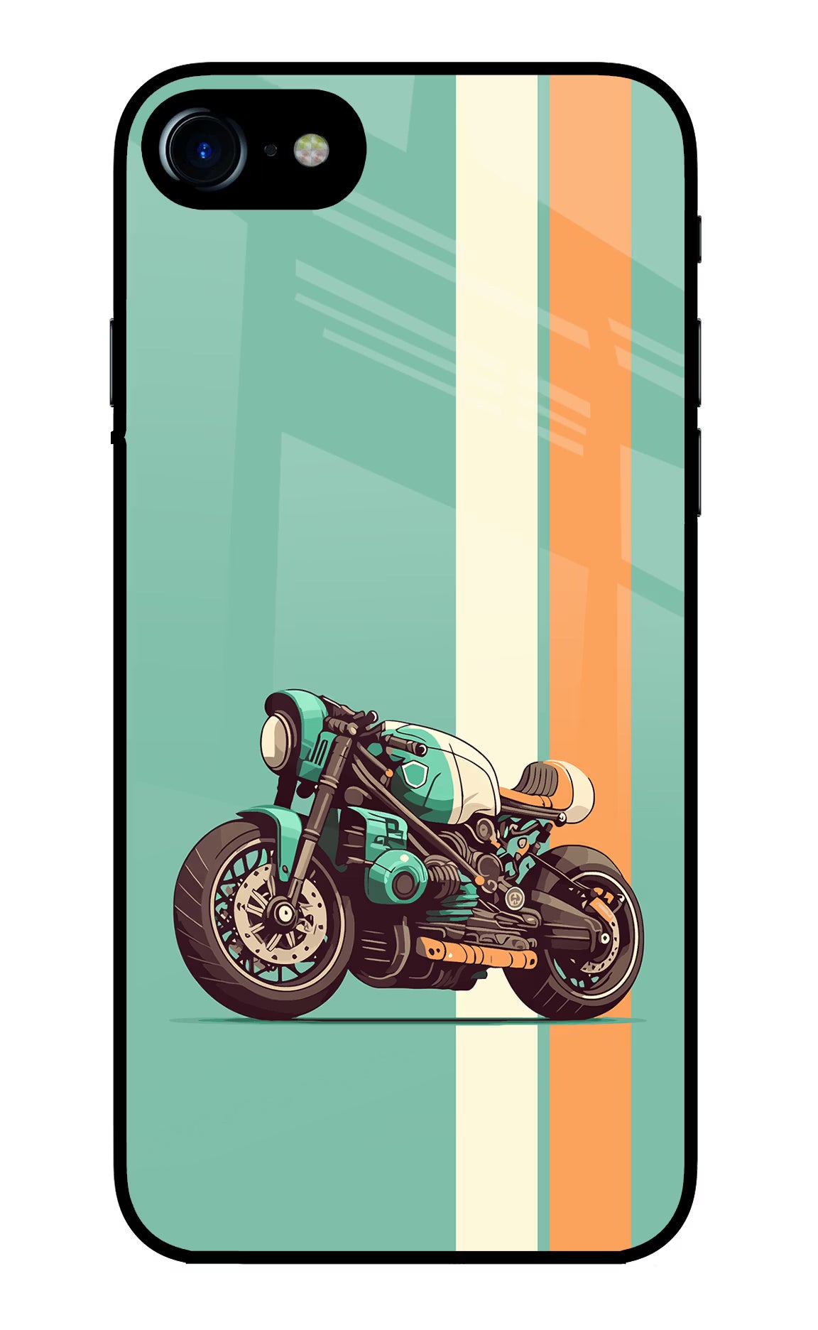 Striped Moto Drift iPhone 7/7s Glass Case Back Cover by Casekaro