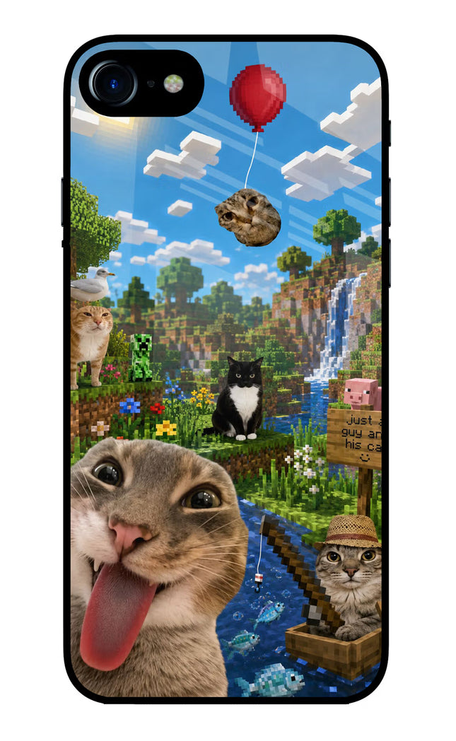 Minecraft Cat Chaos iPhone 7/7s Glass Case