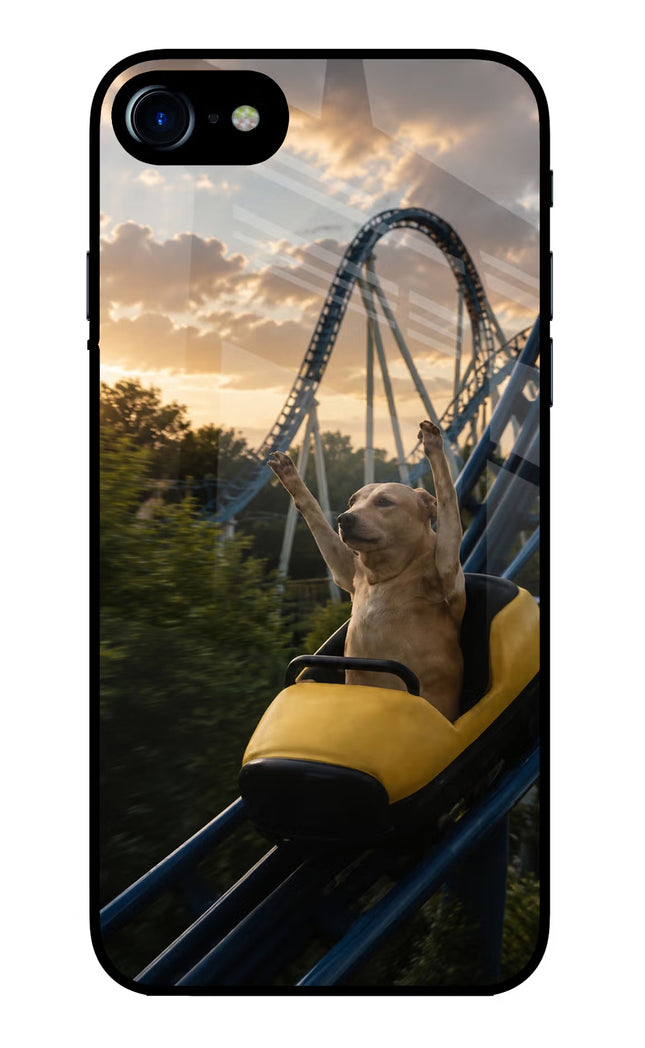 Rollercoaster Dog iPhone 7/7s Glass Case