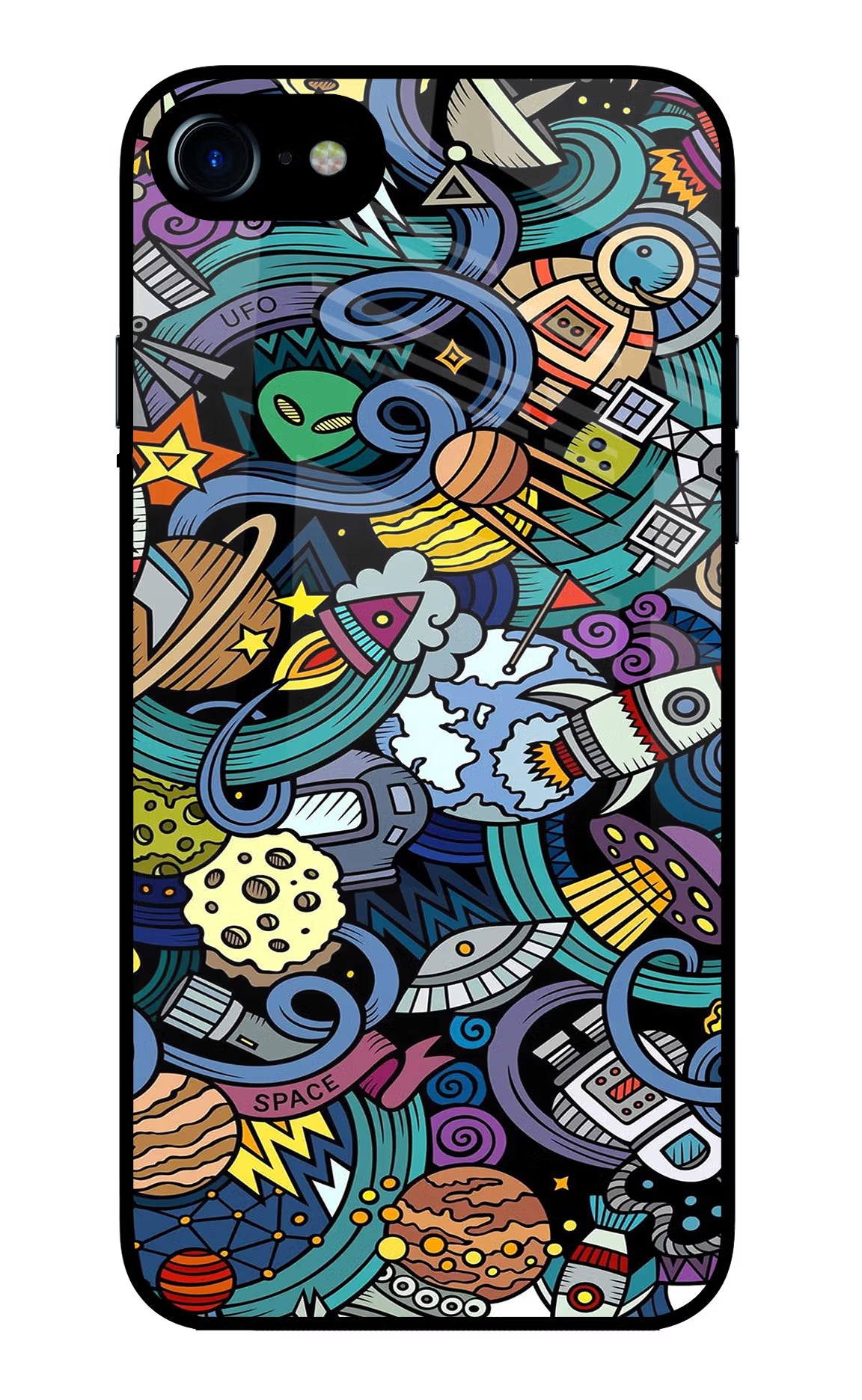 Space Abstract iPhone 8 Glass Case Back Cover by Casekaro