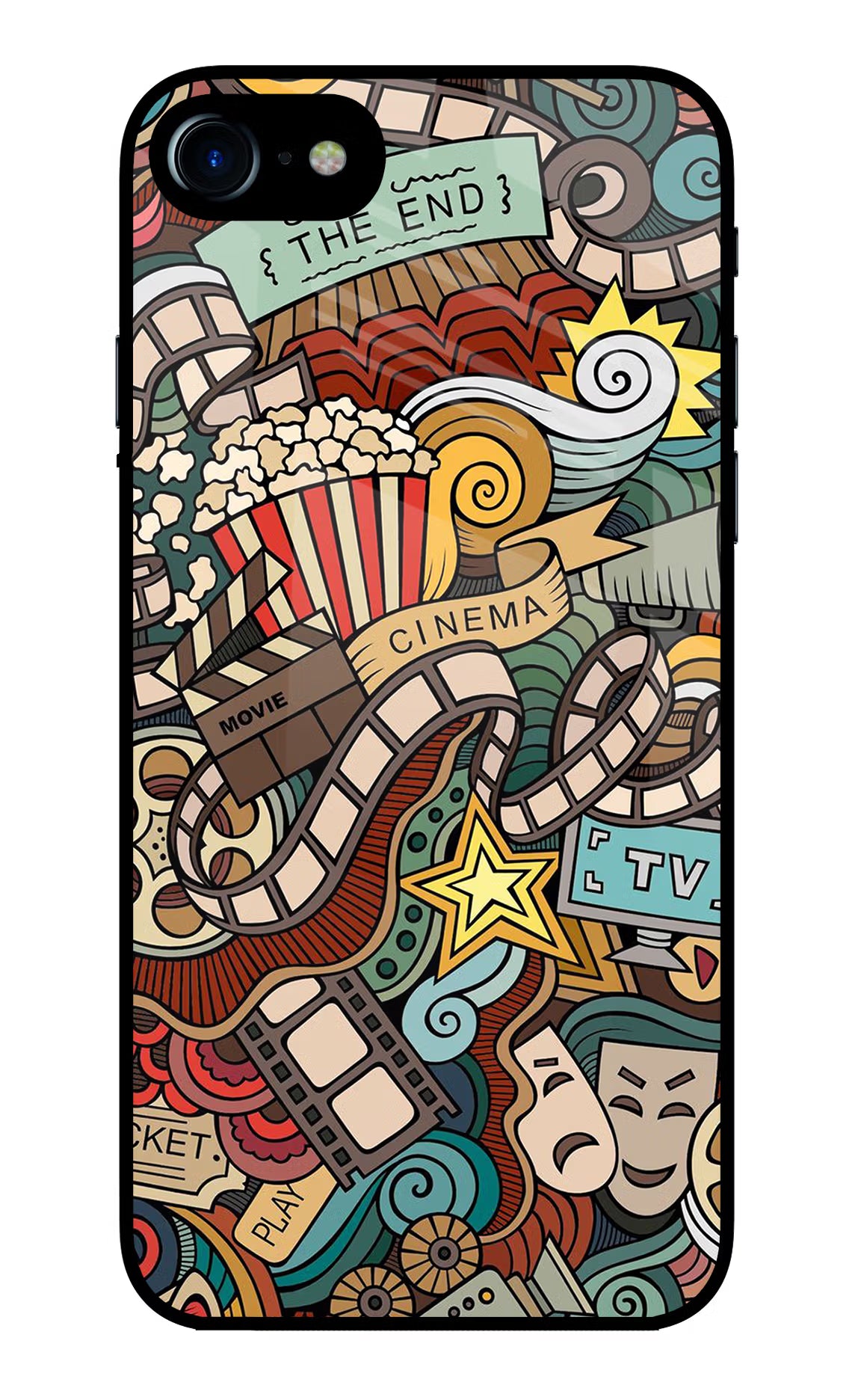 Cinema Abstract iPhone 8 Glass Case Back Cover by Casekaro