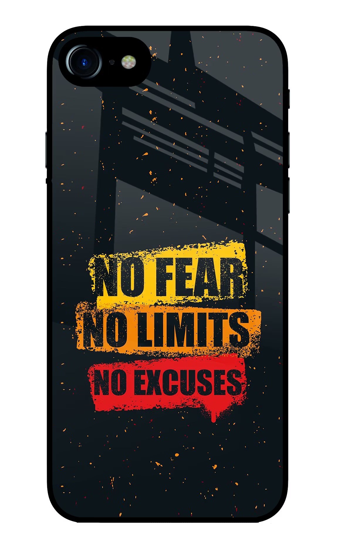 No Fear No Limits No Excuse iPhone 8 Glass Case Back Cover by Casekaro