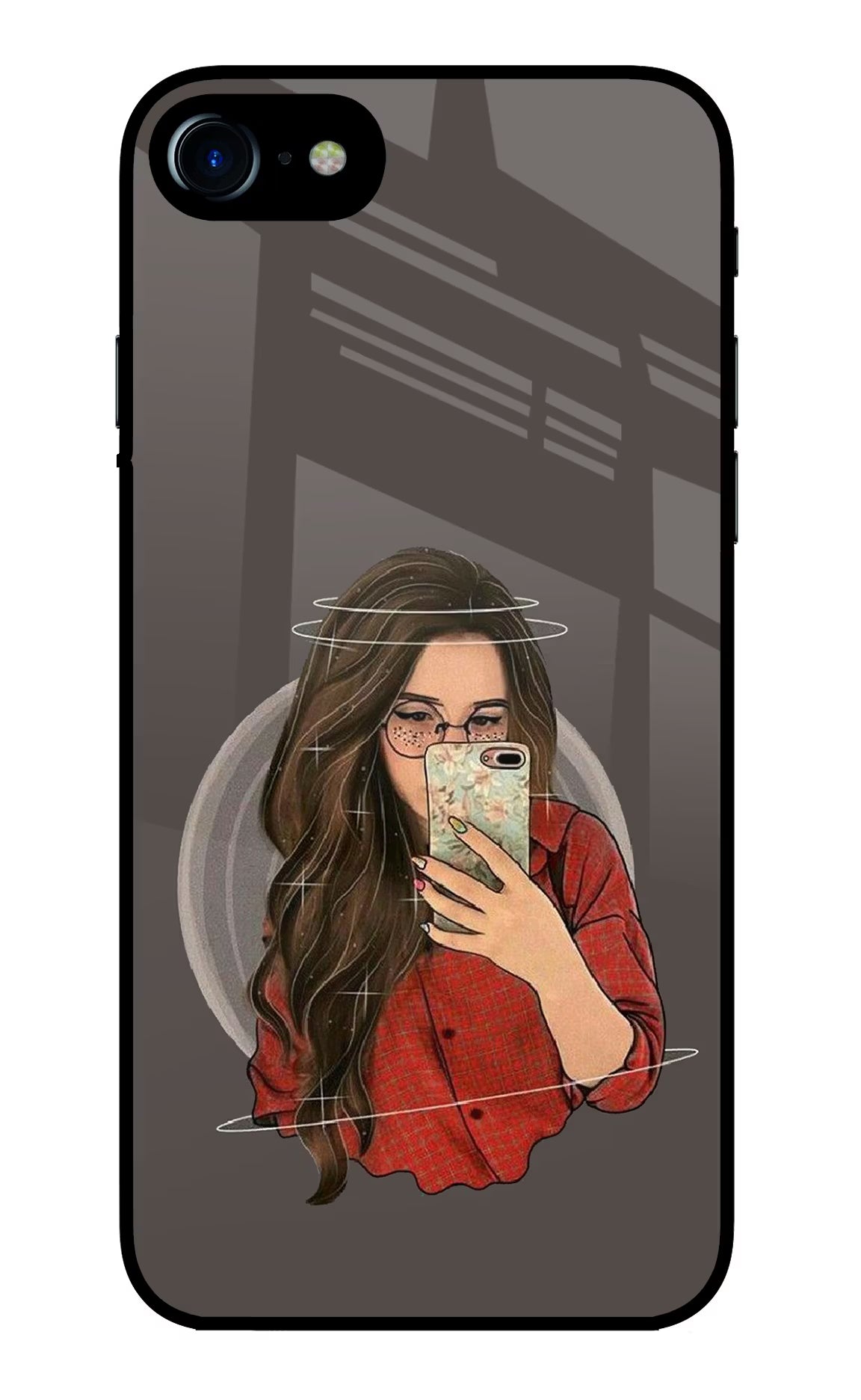 Selfie Queen iPhone 8 Glass Case Back Cover by Casekaro
