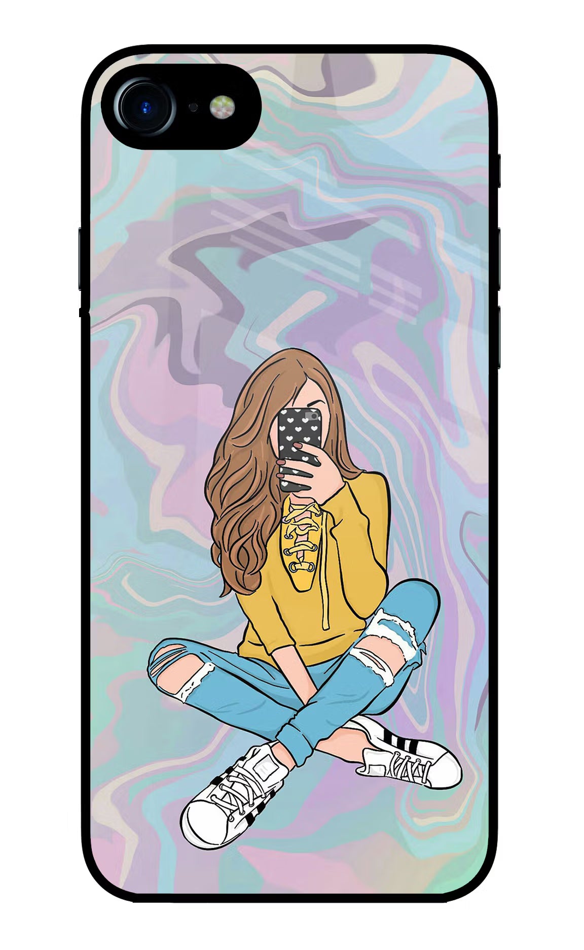 Selfie Girl iPhone 8 Glass Case
