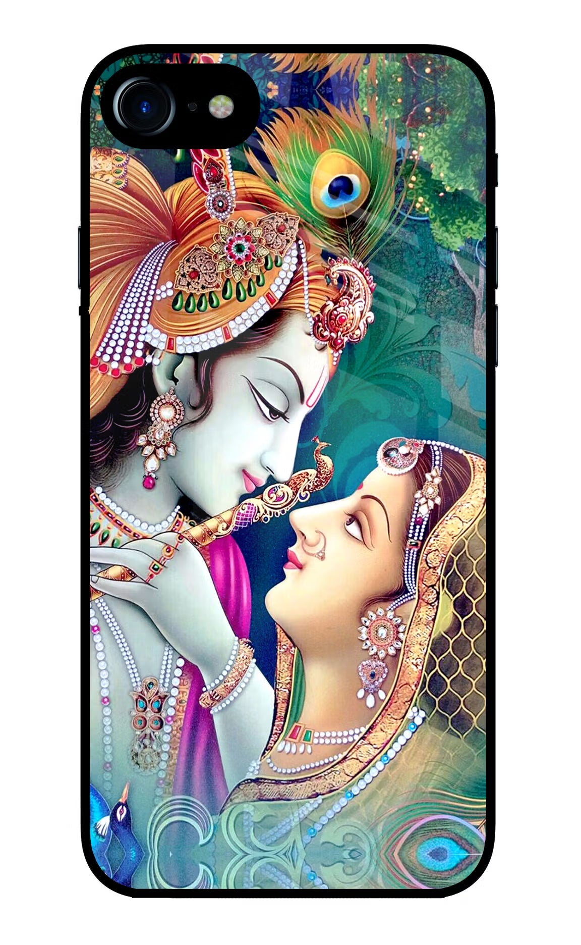 Lord Radha Krishna iPhone 8 Glass Case Back Cover by Casekaro
