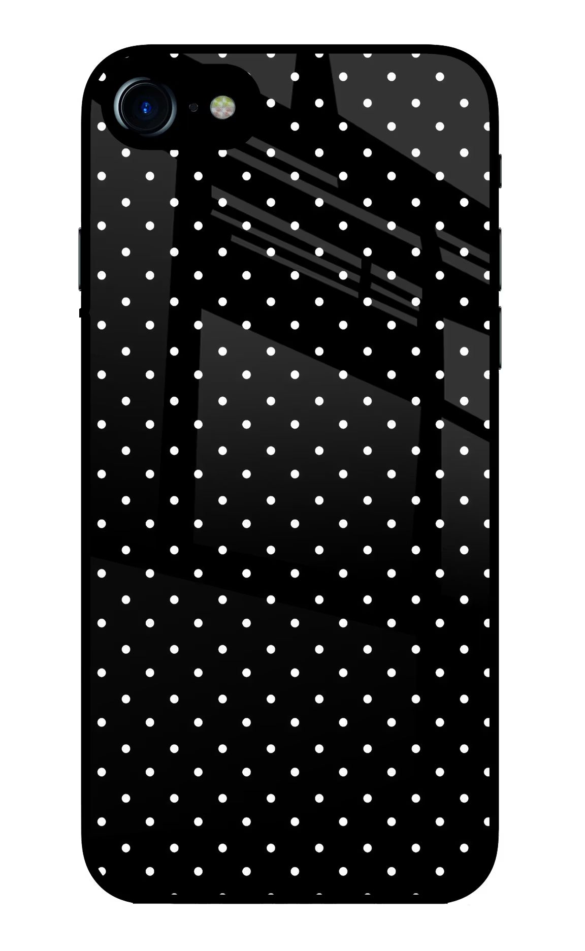 White Dots iPhone 8 Glass Case Back Cover by Casekaro