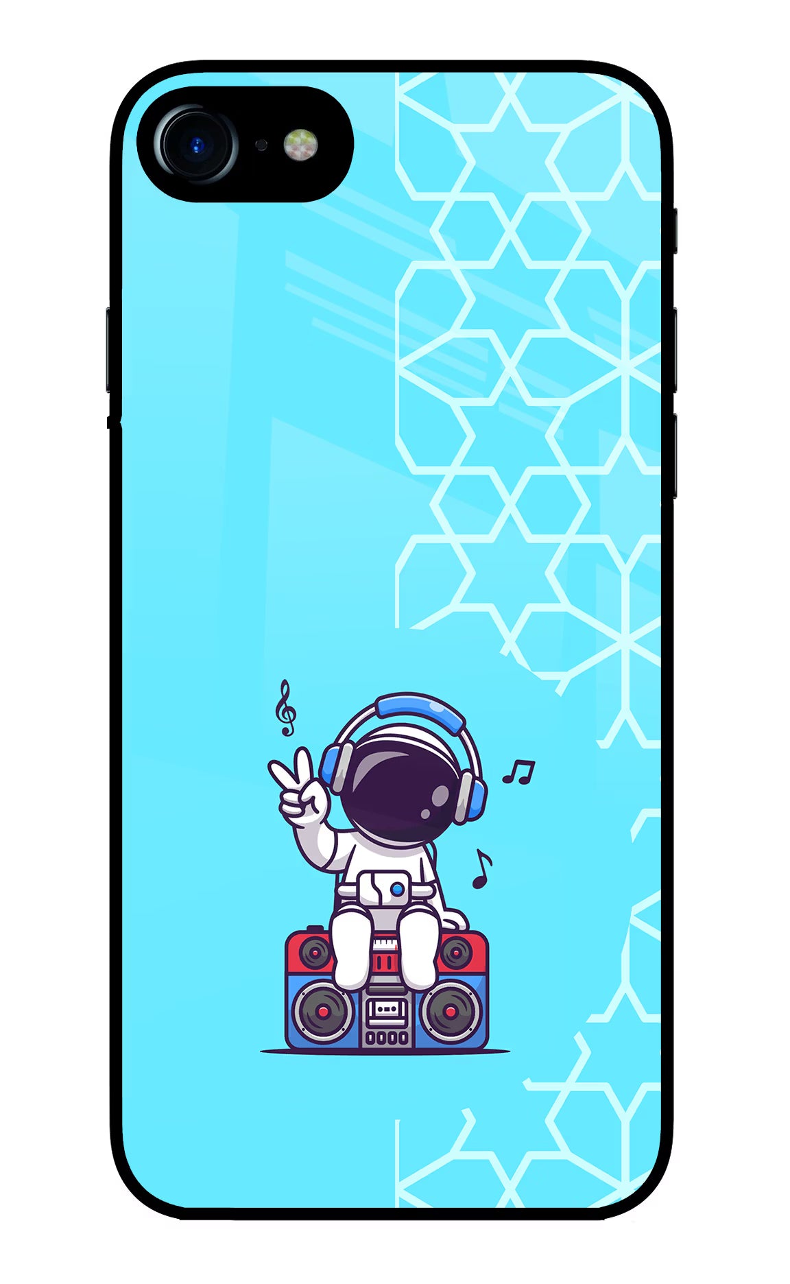 Cute Astronaut Chilling iPhone 8 Glass Case Back Cover by Casekaro
