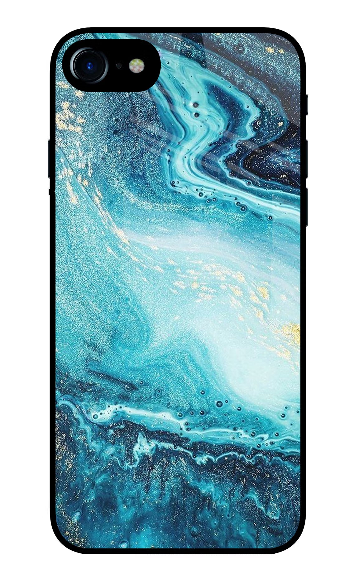 Blue Glitter Marble iPhone 8 Glass Case
