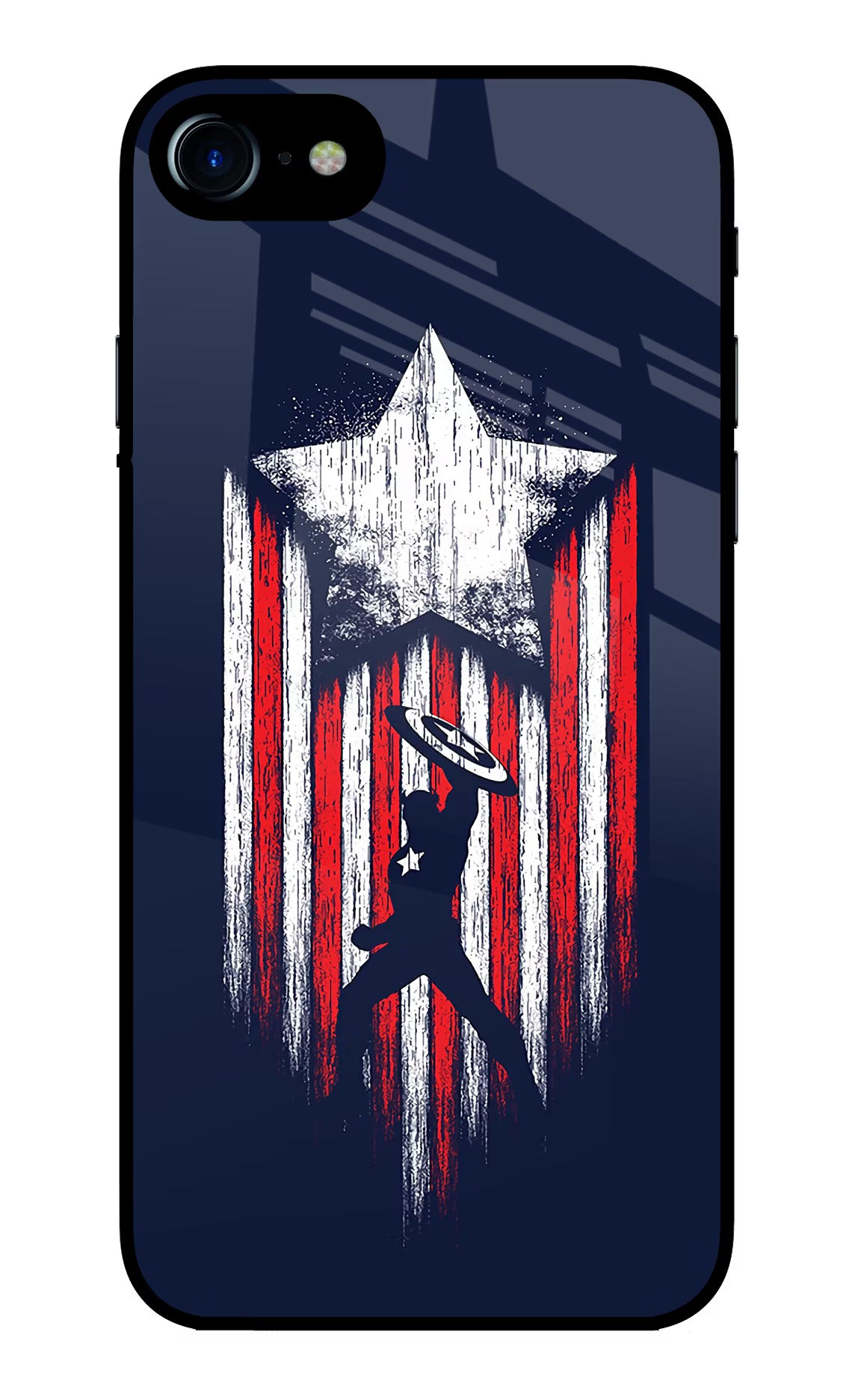 Captain America Marvel Art iPhone 8 Glass Case Back Cover by Casekaro