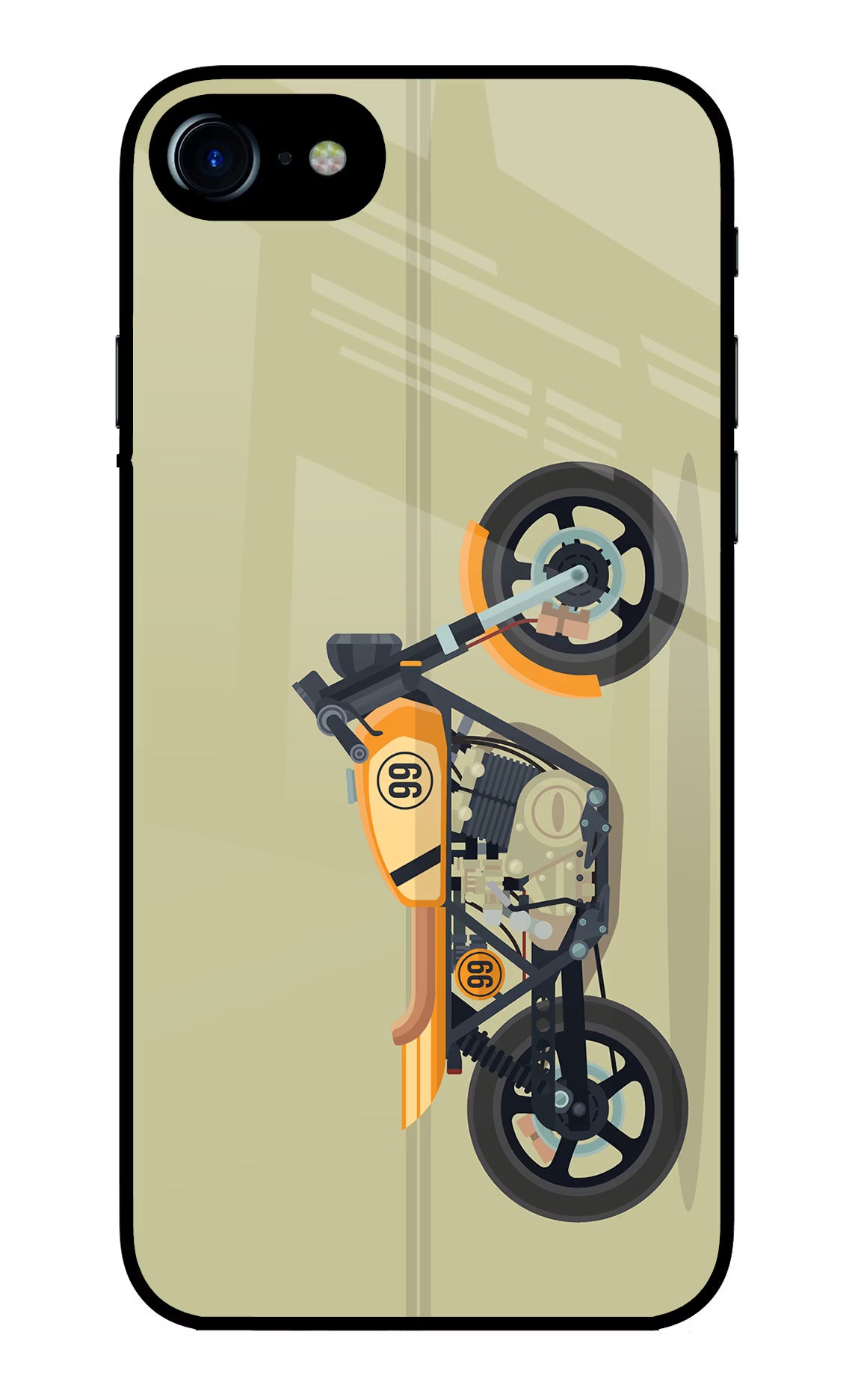 Vertical Speedster iPhone 8 Glass Case Back Cover by Casekaro