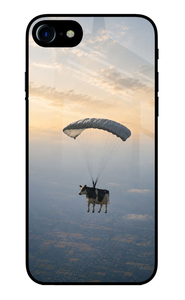 Skydiving Cow iPhone 8 Glass Case