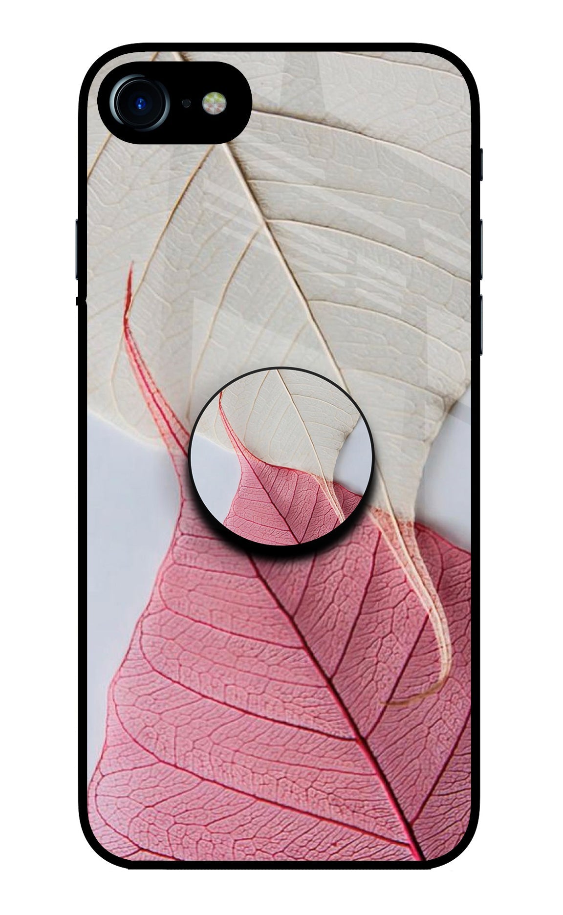 White Pink Leaf iPhone 8/SE 2020 Glass Case
