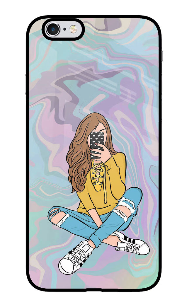 Selfie Girl iPhone 6 Plus/6s Plus Glass Case Back Cover by Casekaro
