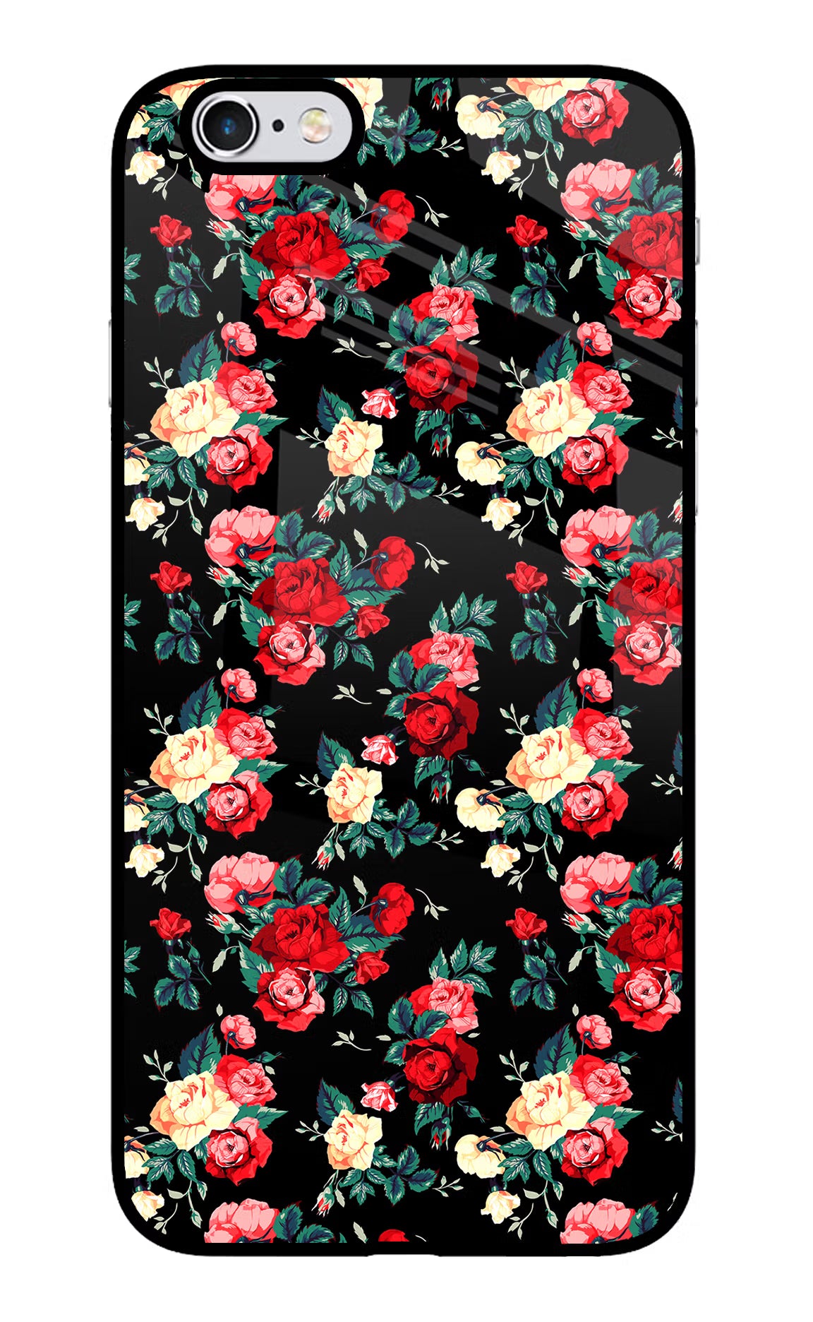 Rose Pattern iPhone 6 Plus/6s Plus Glass Case Back Cover by Casekaro
