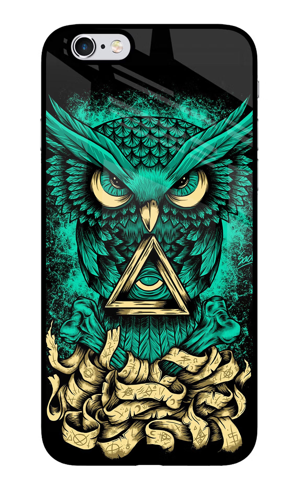 Green Owl iPhone 6 Plus/6s Plus Glass Case Back Cover by Casekaro