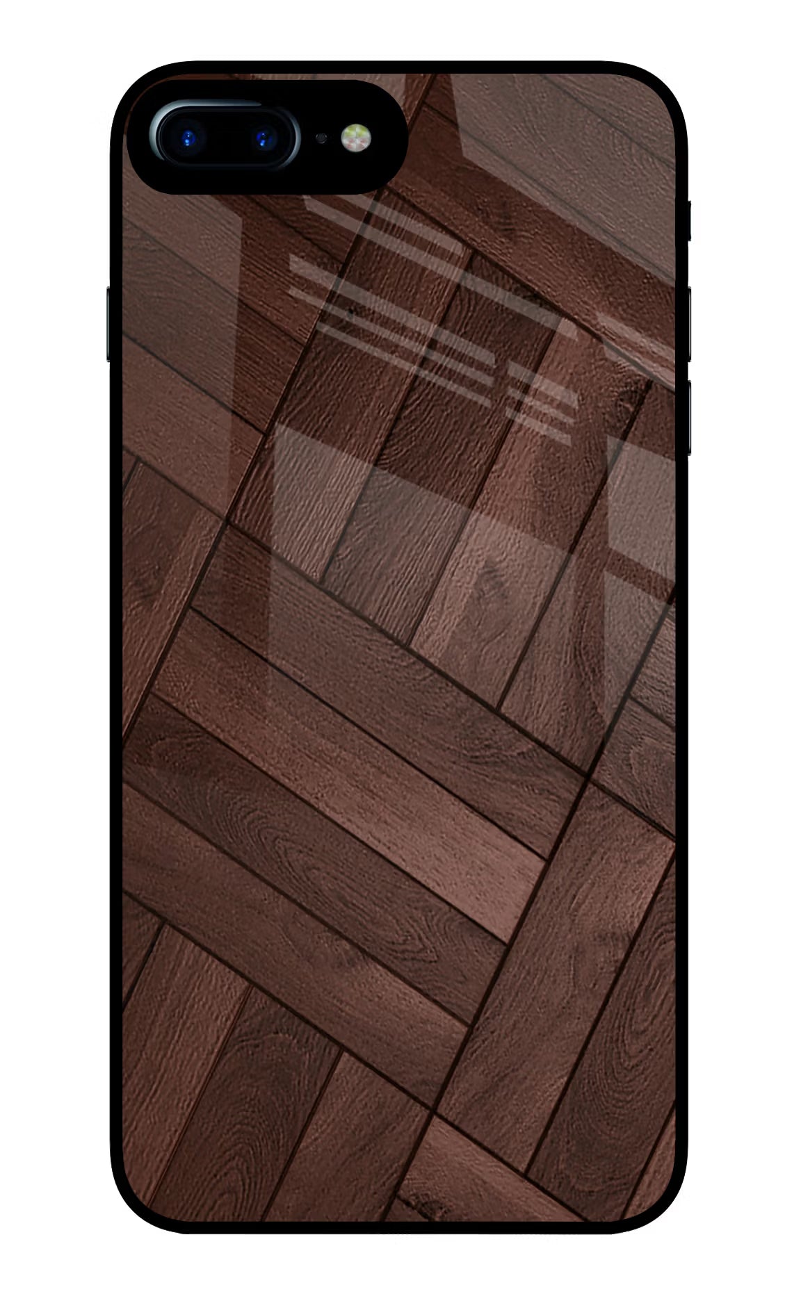 Wooden Texture Design iPhone 7 Plus Glass Case Back Cover by Casekaro