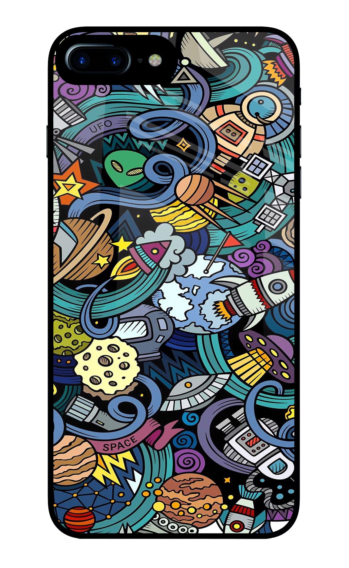 Space Abstract iPhone 7 Plus Glass Case Back Cover by Casekaro
