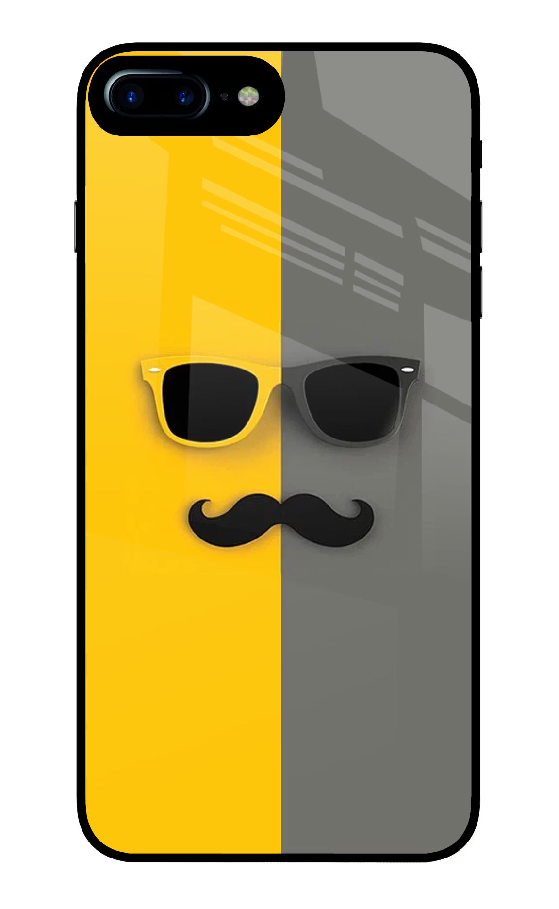 Sunglasses with Mustache iPhone 7 Plus Glass Case Back Cover by Casekaro