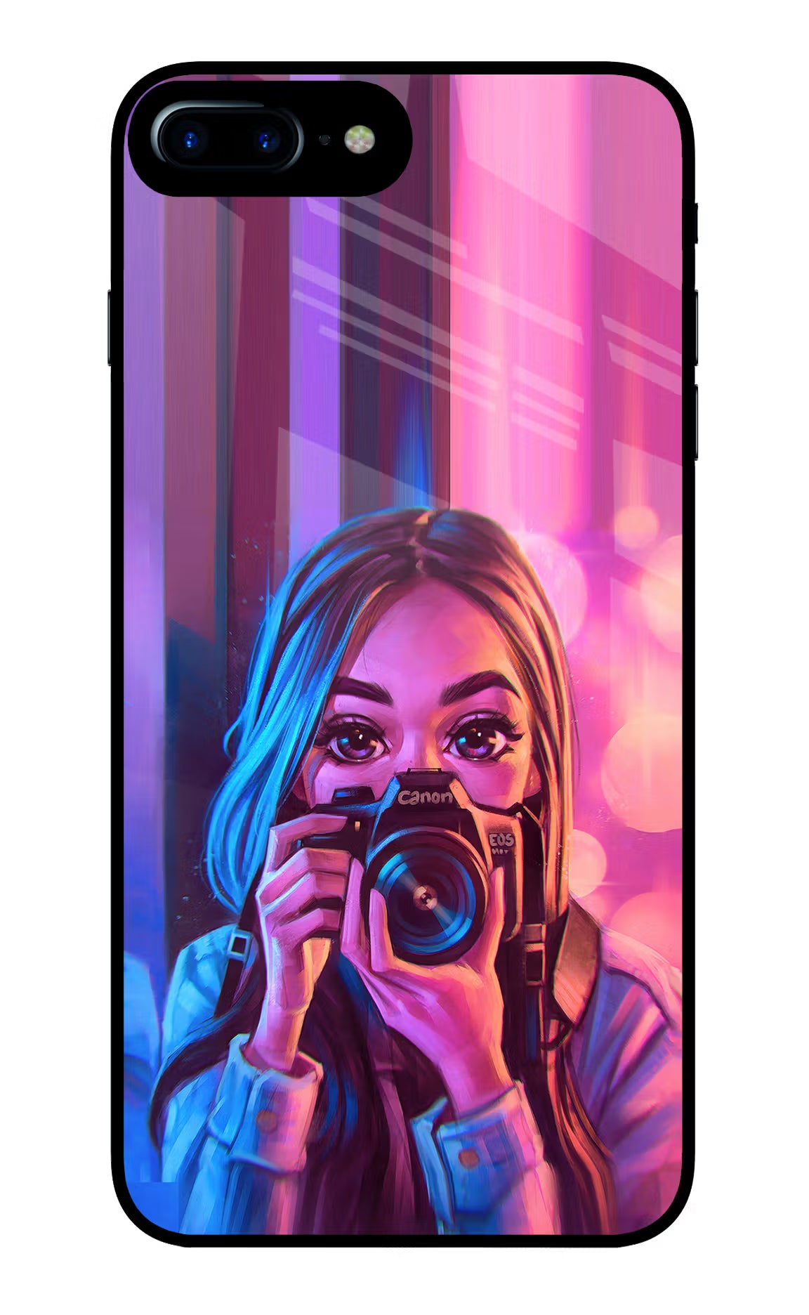 Girl Photographer iPhone 7 Plus Glass Case Back Cover by Casekaro