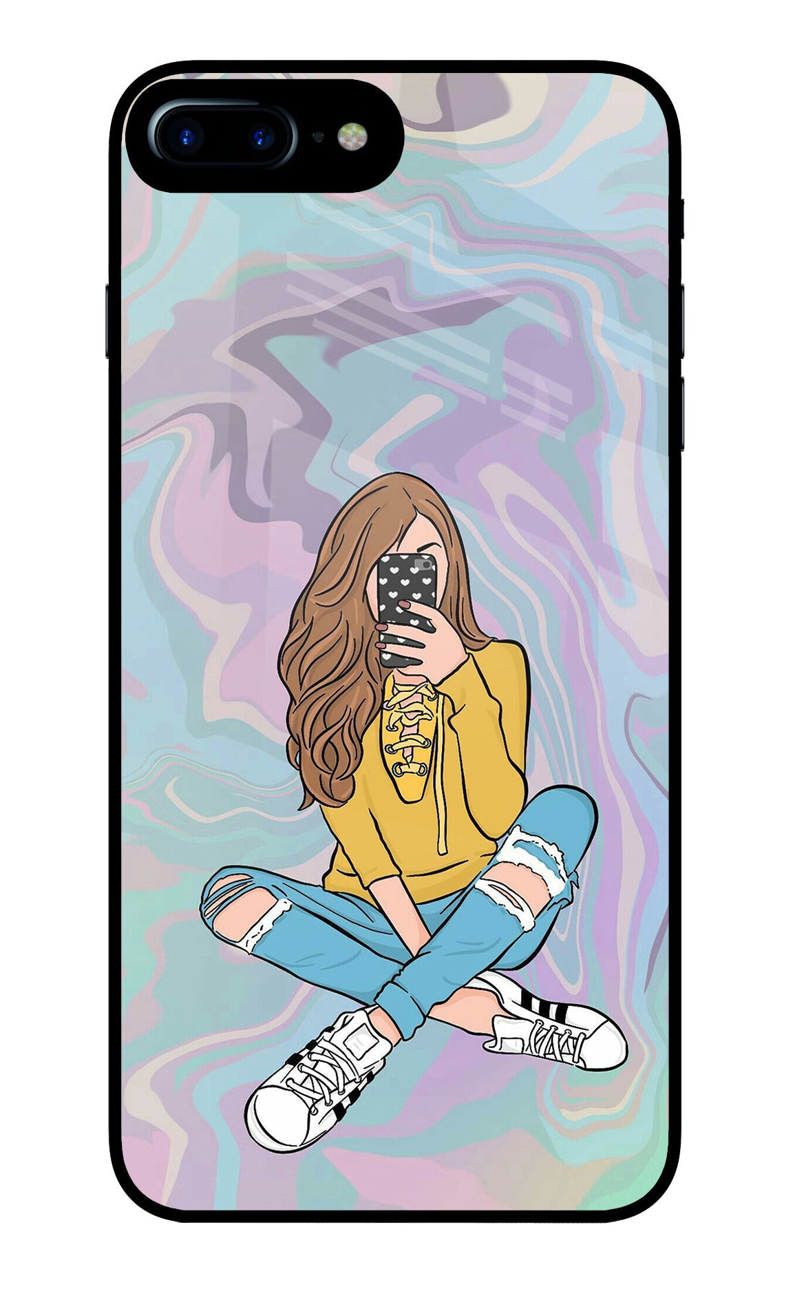 Selfie Girl iPhone 7 Plus Glass Case