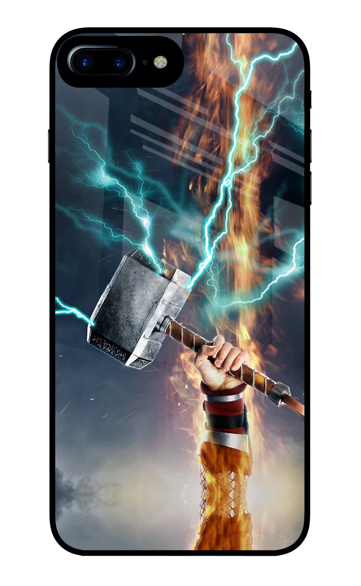 Thor Hammer Mjolnir iPhone 7 Plus Glass Case Back Cover by Casekaro