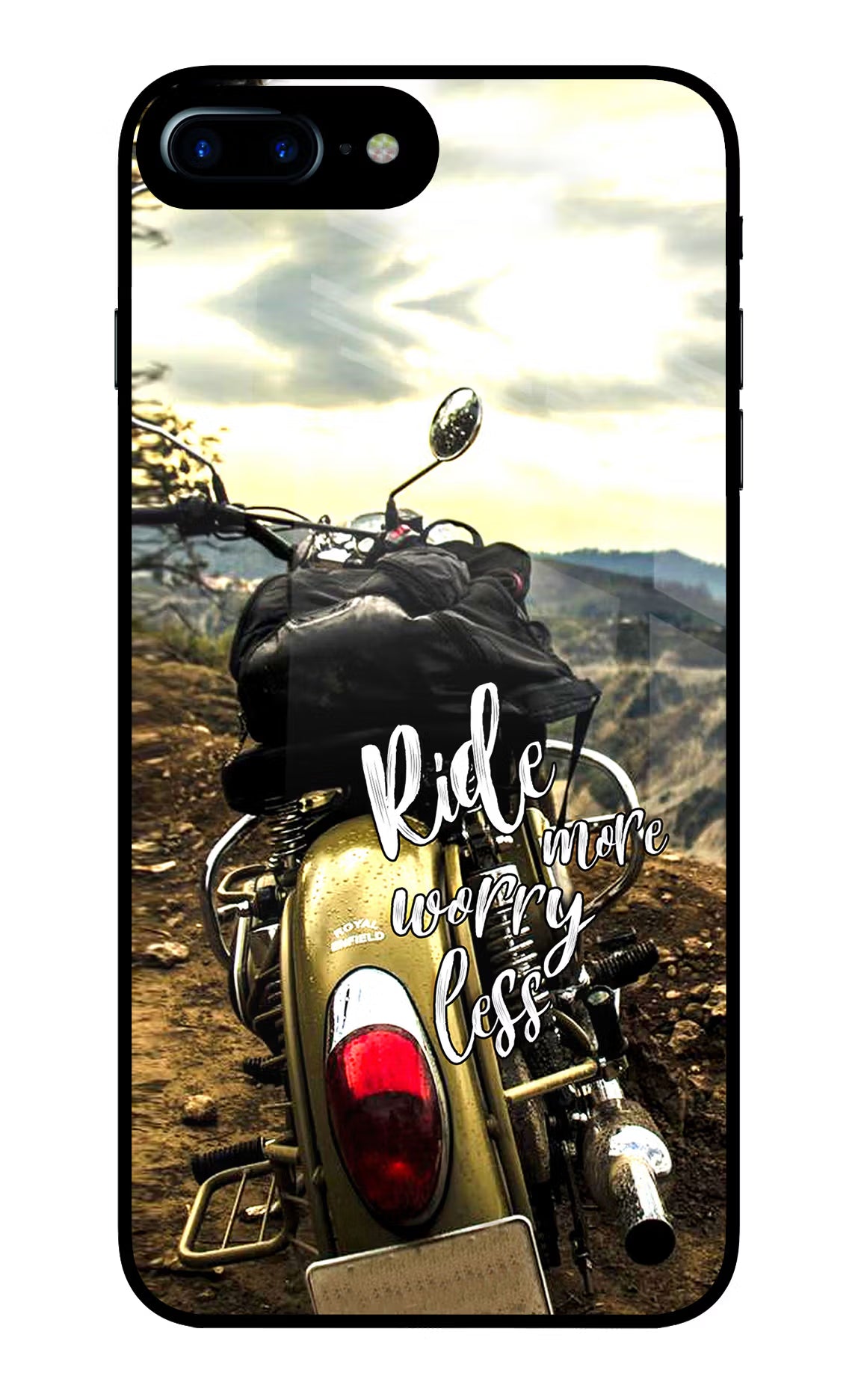 Ride More Worry Less iPhone 7 Plus Glass Case Back Cover by Casekaro