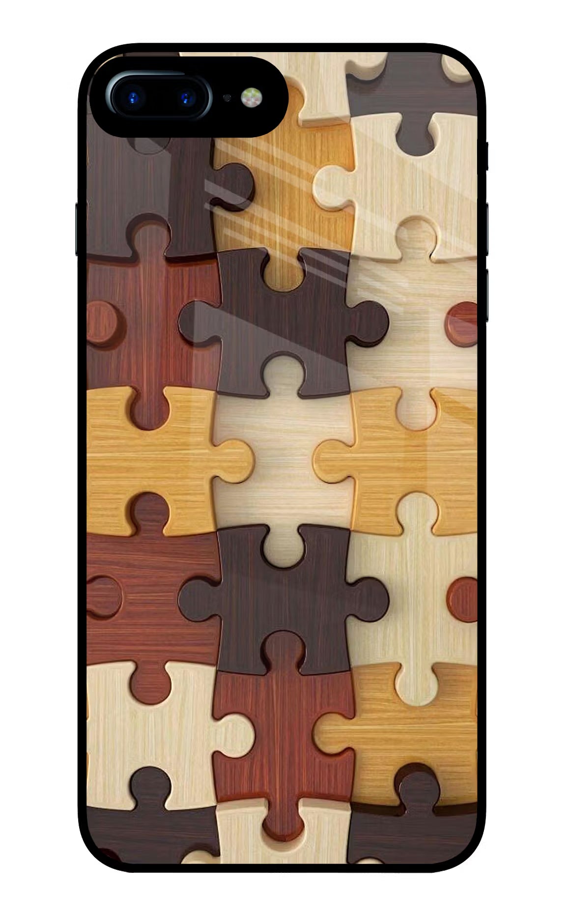 Wooden Puzzle iPhone 7 Plus Glass Case Back Cover by Casekaro