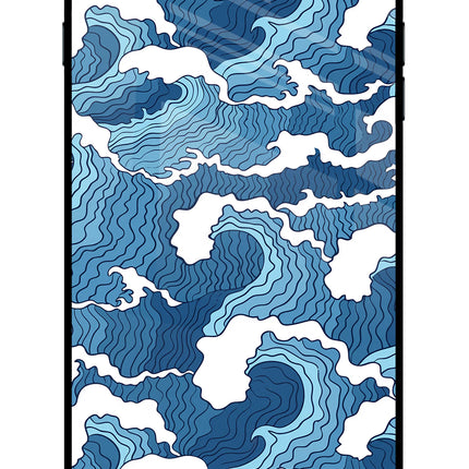 Blue Waves iPhone 7 Plus Glass Case Back Cover by Casekaro
