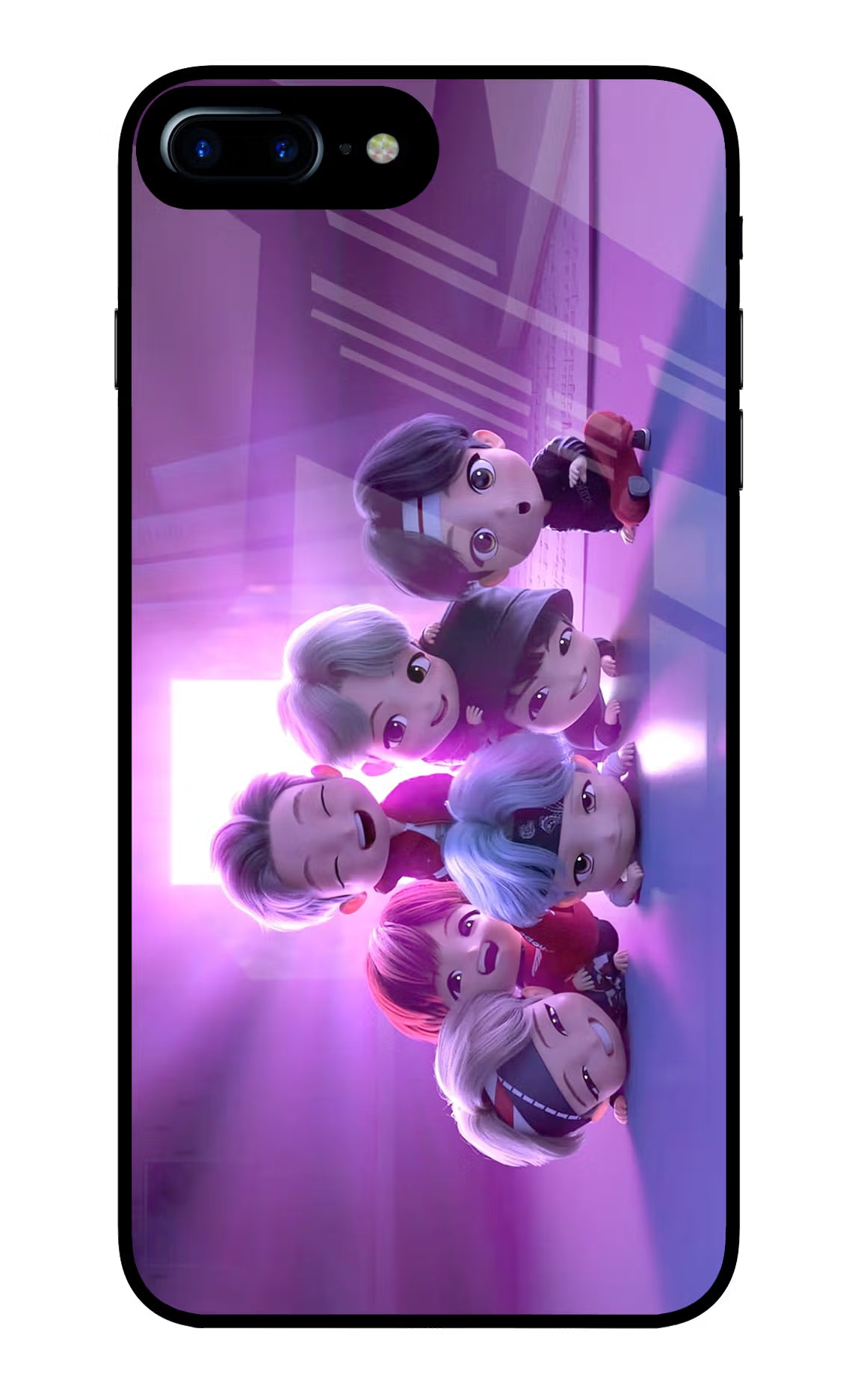 BTS Chibi iPhone 7 Plus Glass Case Back Cover by Casekaro