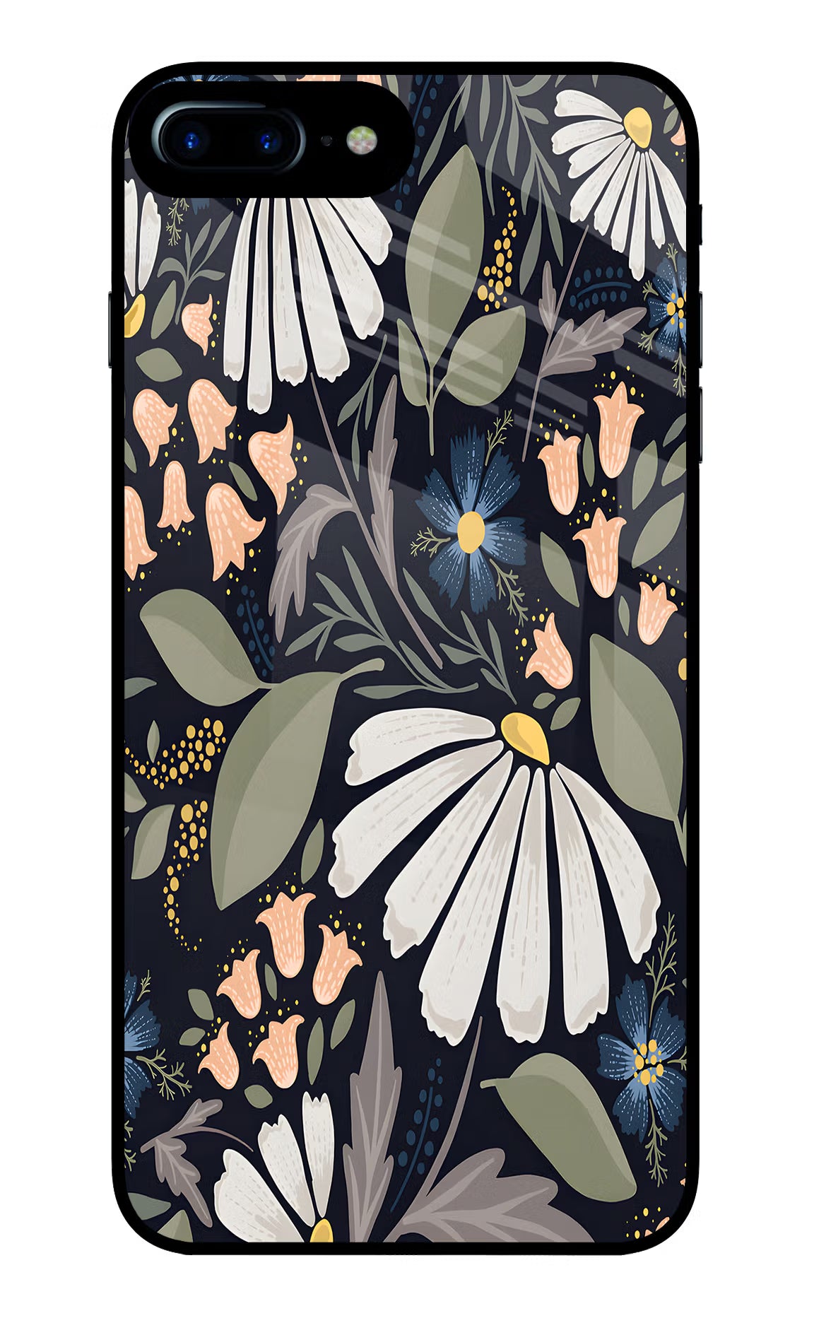 Flowers Art iPhone 7 Plus Glass Case Back Cover by Casekaro
