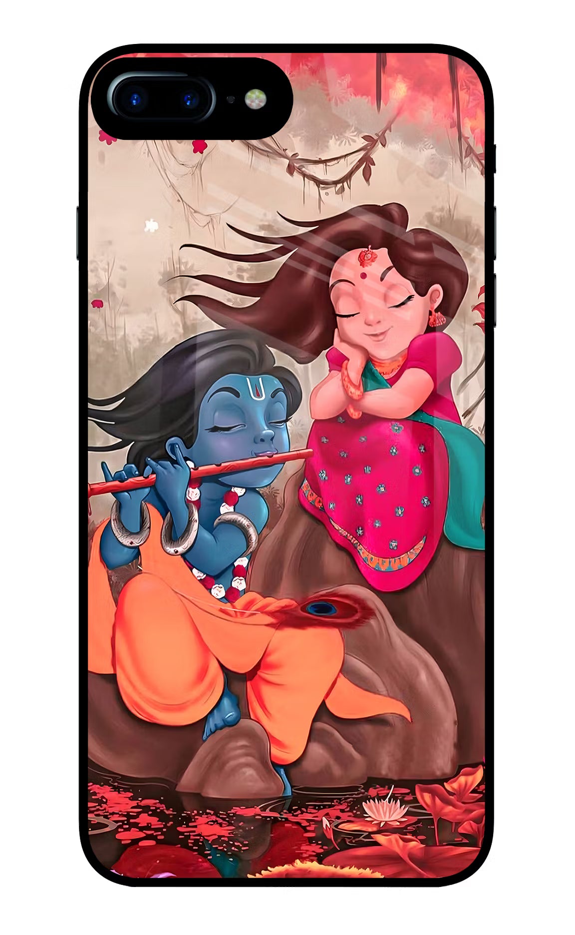 Radhe Krishna iPhone 7 Plus Glass Case Back Cover by Casekaro
