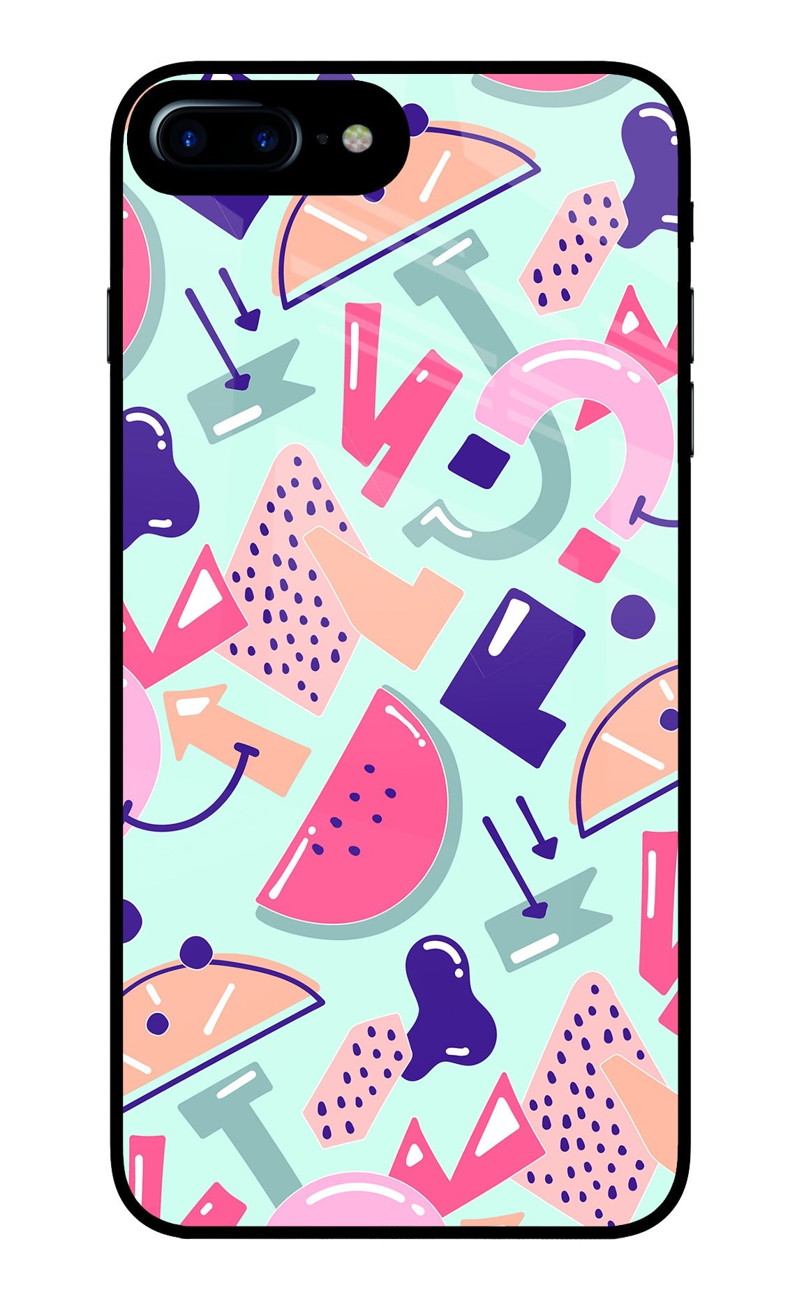 Doodle Pattern iPhone 7 Plus Glass Case