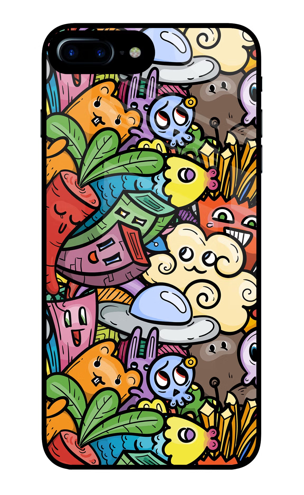 Veggie Doodle iPhone 7 Plus Glass Case Back Cover by Casekaro