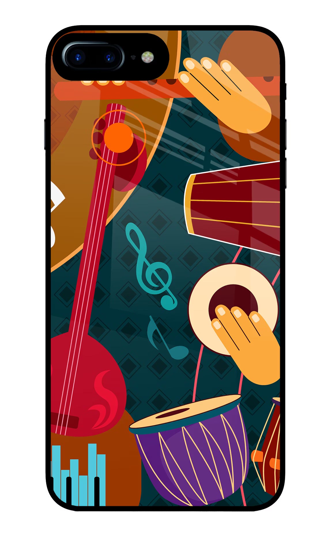 Music Instrument iPhone 7 Plus Glass Case Back Cover by Casekaro