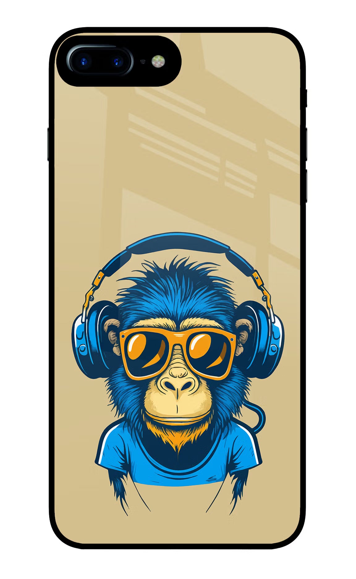 Monkey Headphone iPhone 7 Plus Glass Case Back Cover by Casekaro