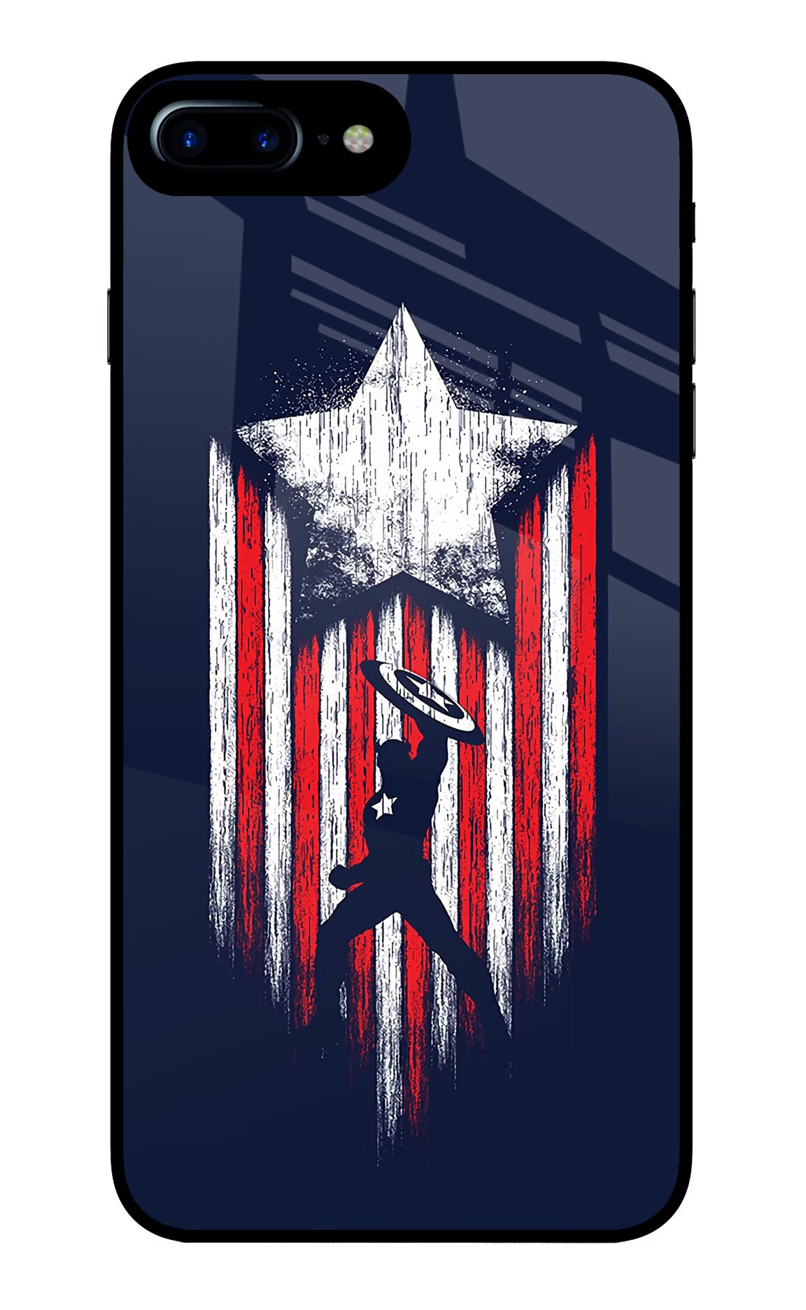 Captain America Marvel Art iPhone 7 Plus Glass Case Back Cover by Casekaro