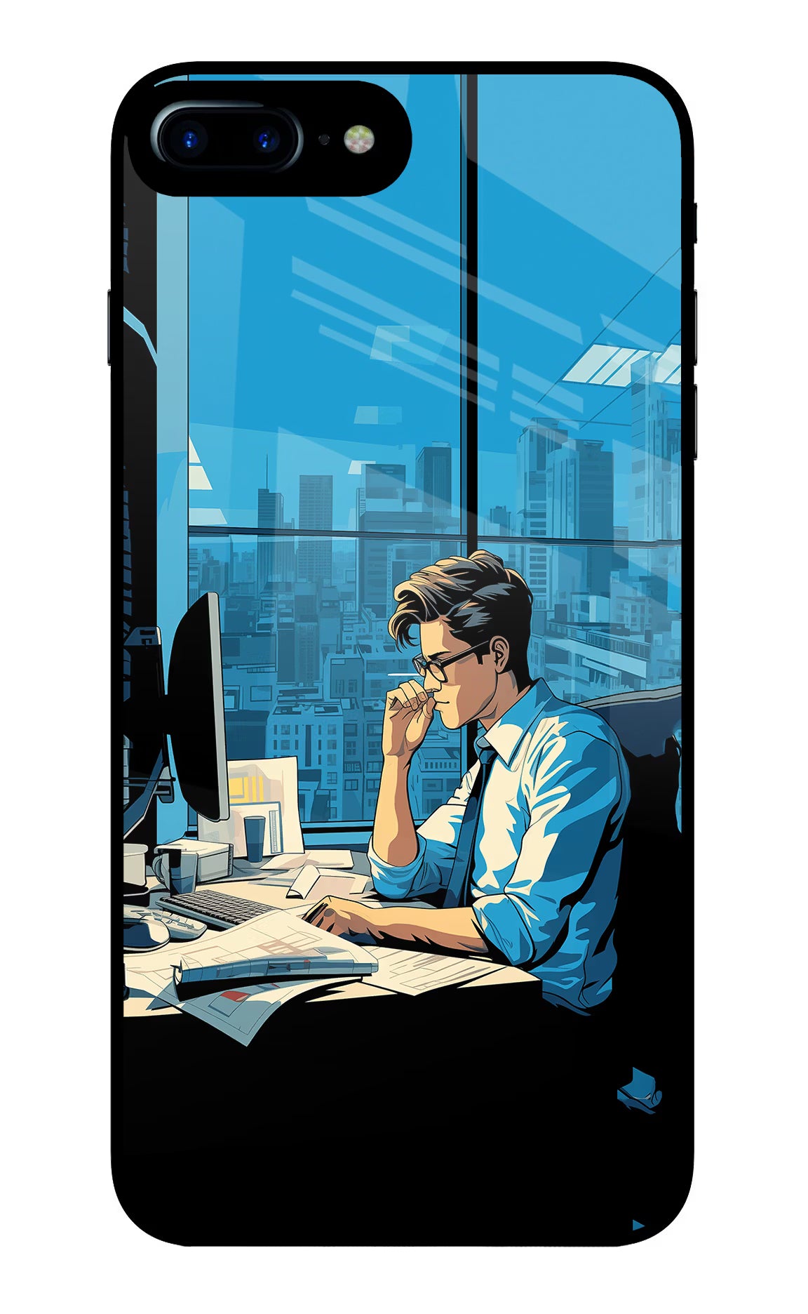 Focused Hustler (AI Generated) iPhone 7 Plus Glass Case