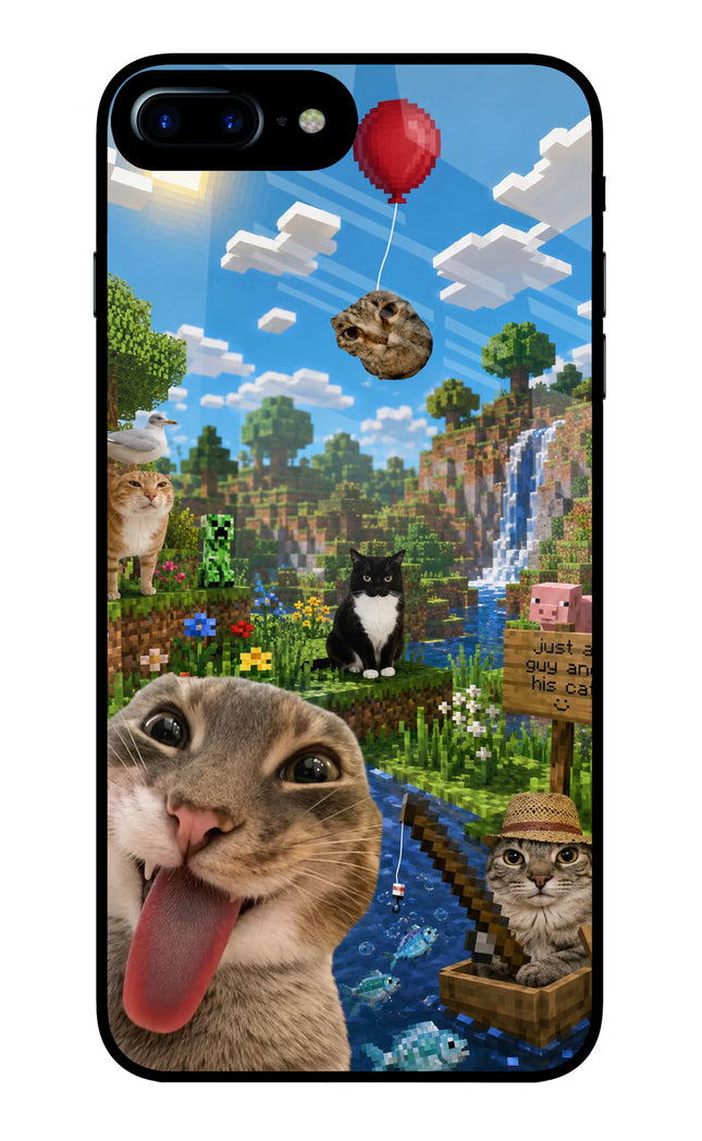 Minecraft Cat Chaos iPhone 7 Plus Glass Case