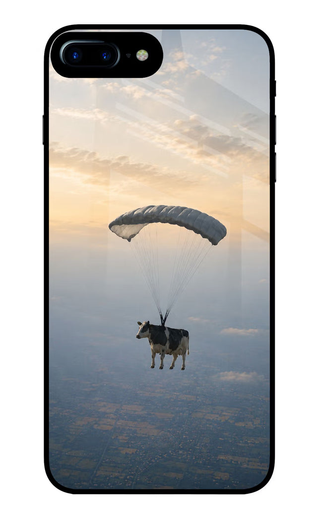 Skydiving Cow iPhone 7 Plus Glass Case