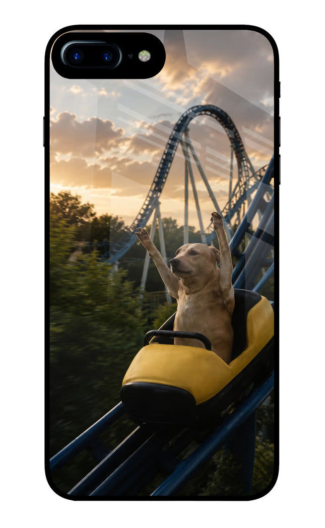 Rollercoaster Dog iPhone 7 Plus Glass Case