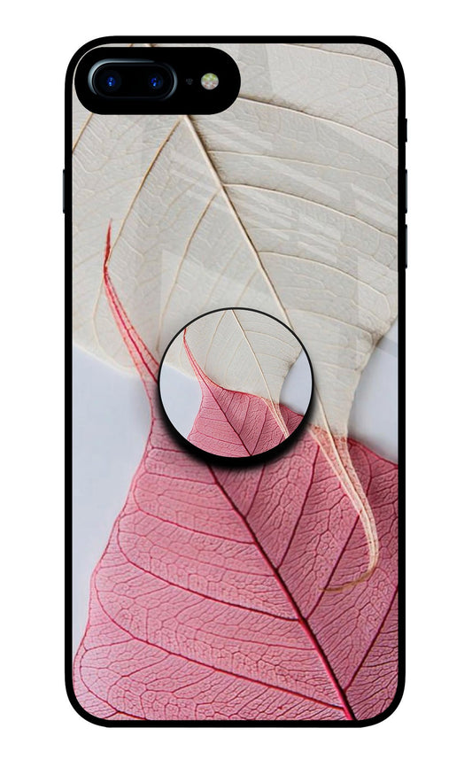 White Pink Leaf iPhone 7 Plus Glass Case