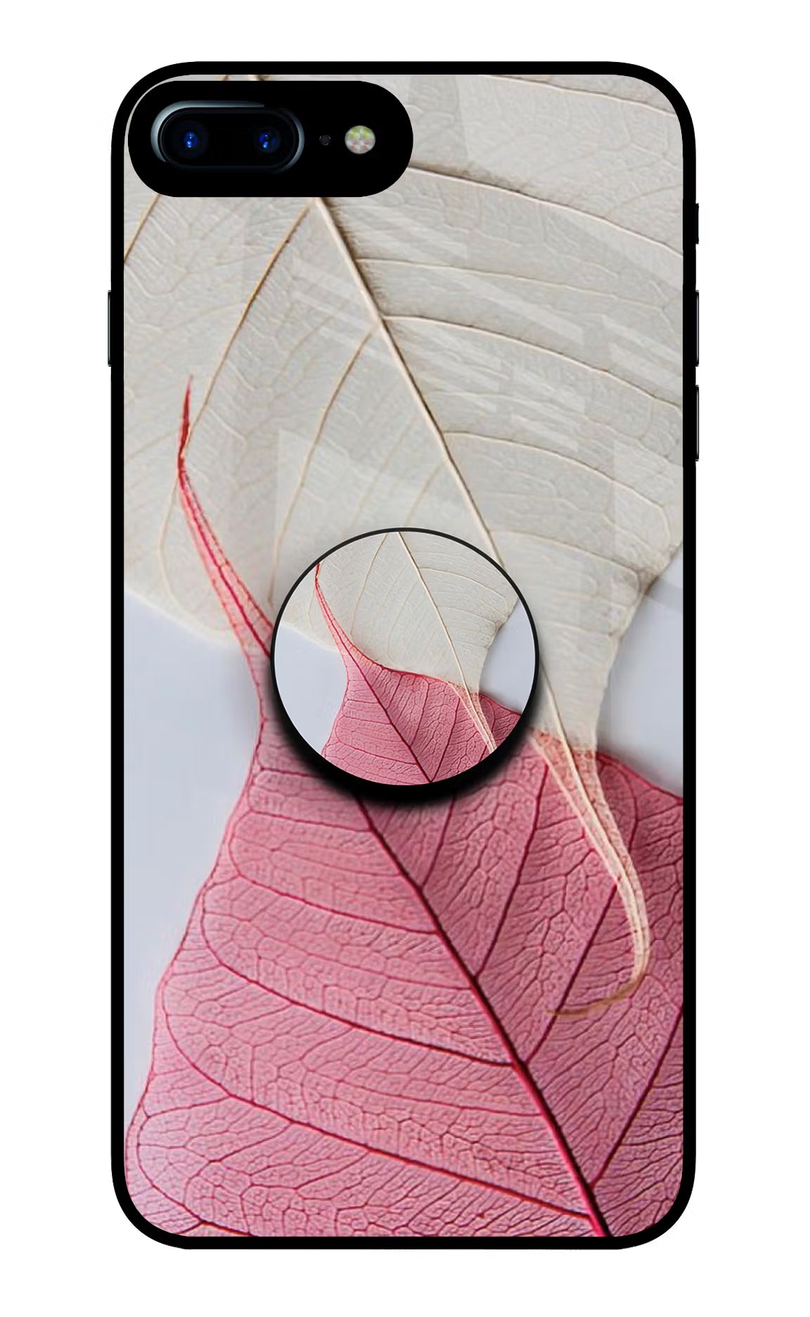 White Pink Leaf iPhone 7 Plus Glass Case