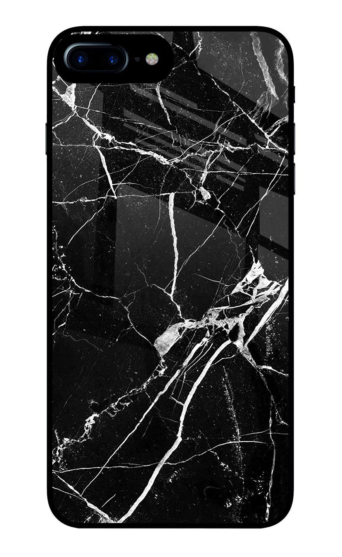 Black Marble Pattern iPhone 8 Plus Glass Case Back Cover by Casekaro