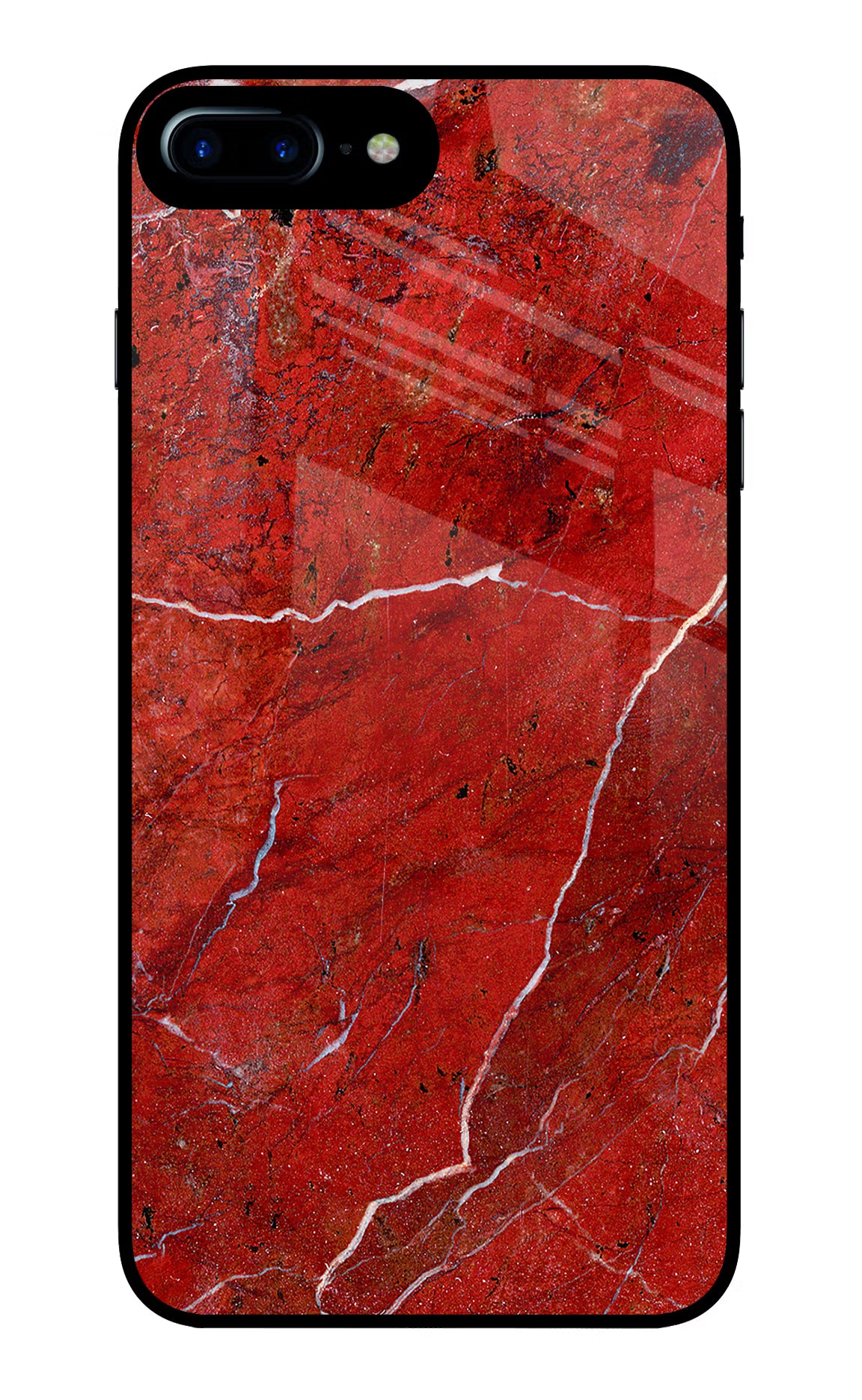 Red Marble Design iPhone 8 Plus Glass Case Back Cover by Casekaro
