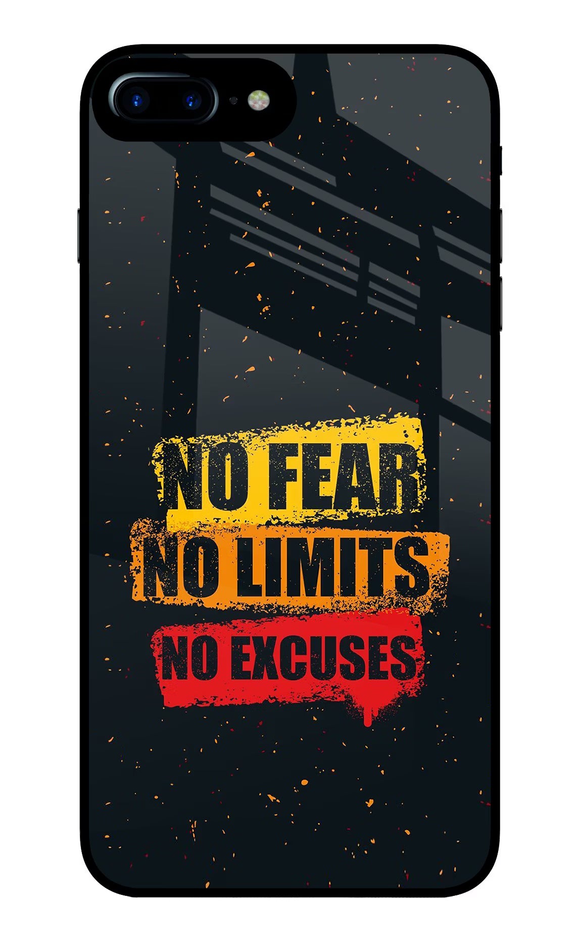 No Fear No Limits No Excuse iPhone 8 Plus Glass Case Back Cover by Casekaro