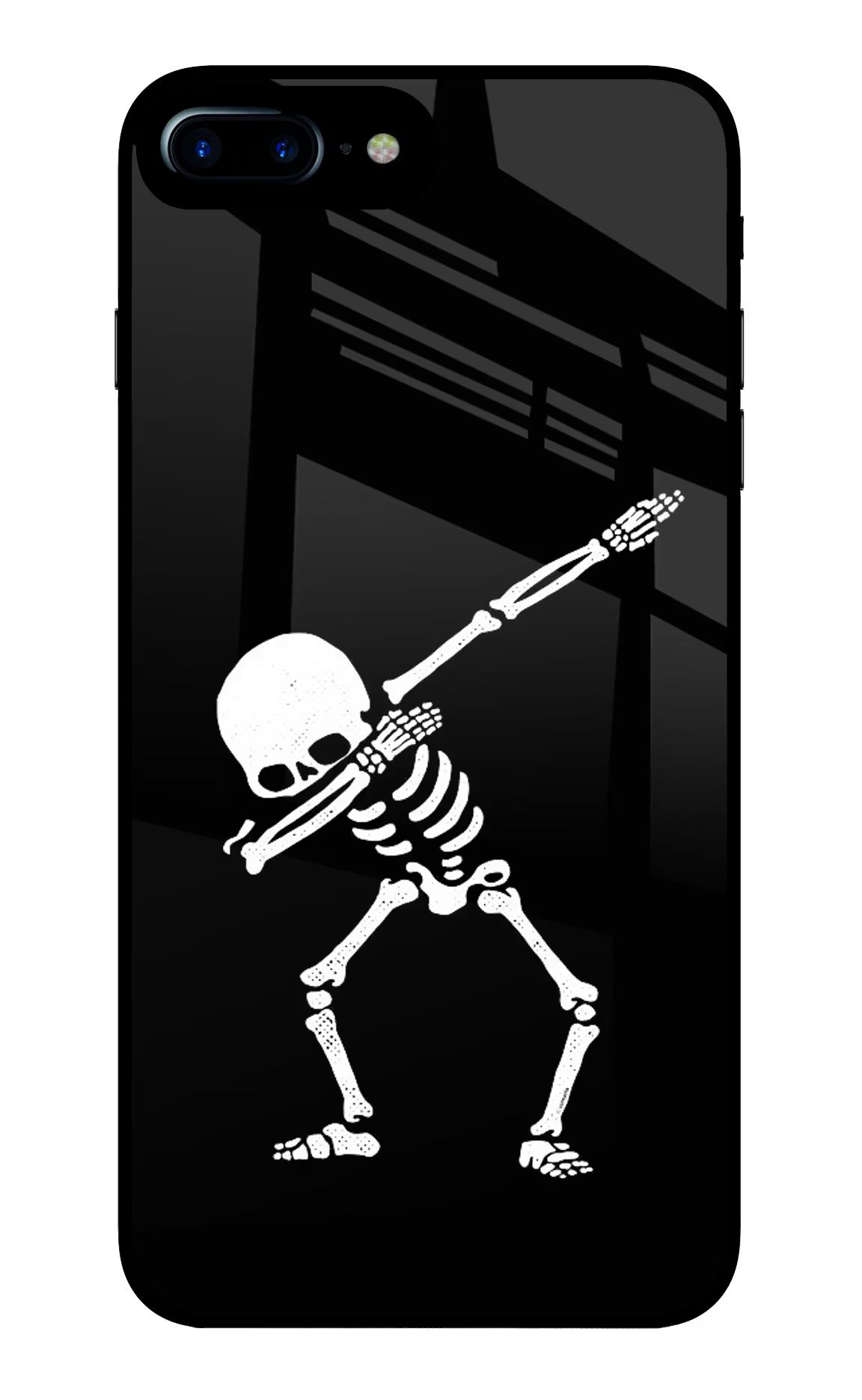 Dabbing Skeleton Art iPhone 8 Plus Glass Case Back Cover by Casekaro