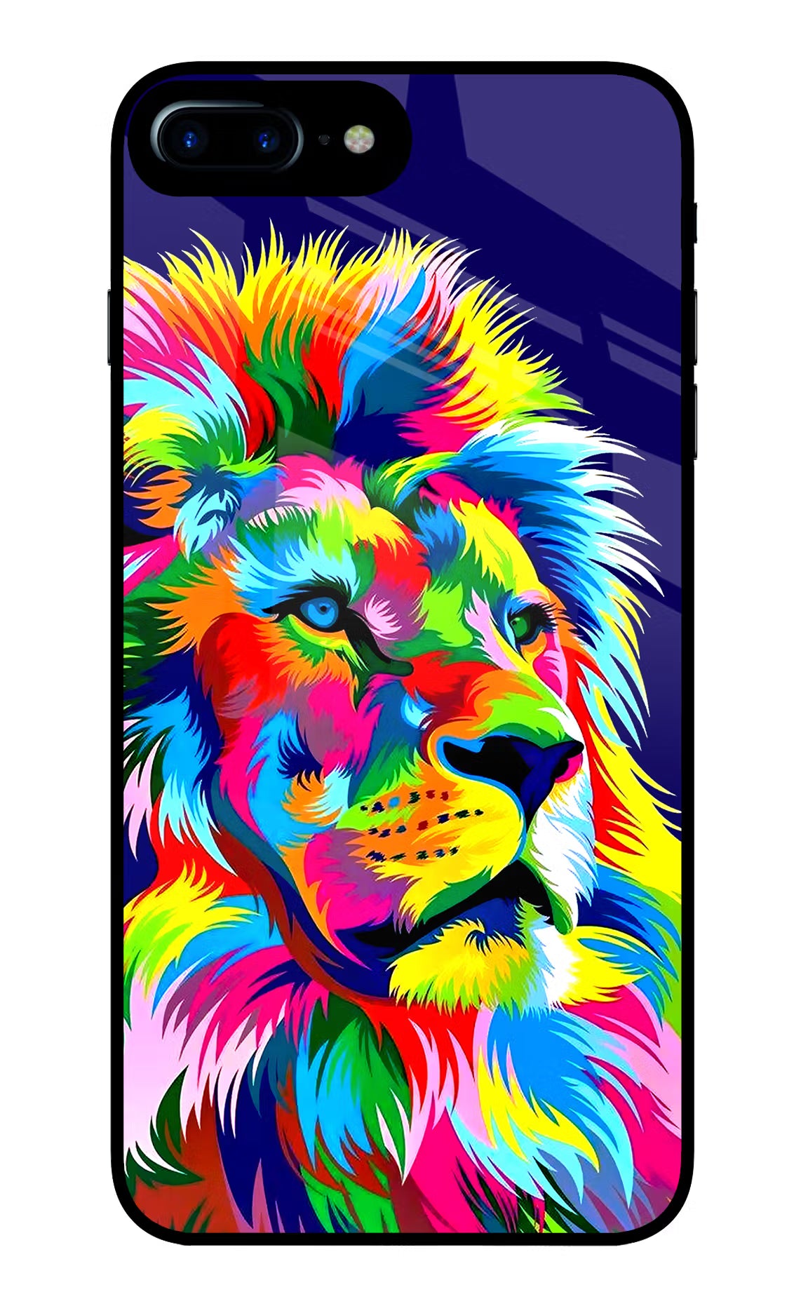 Vector Art Lion iPhone 8 Plus Glass Case Back Cover by Casekaro
