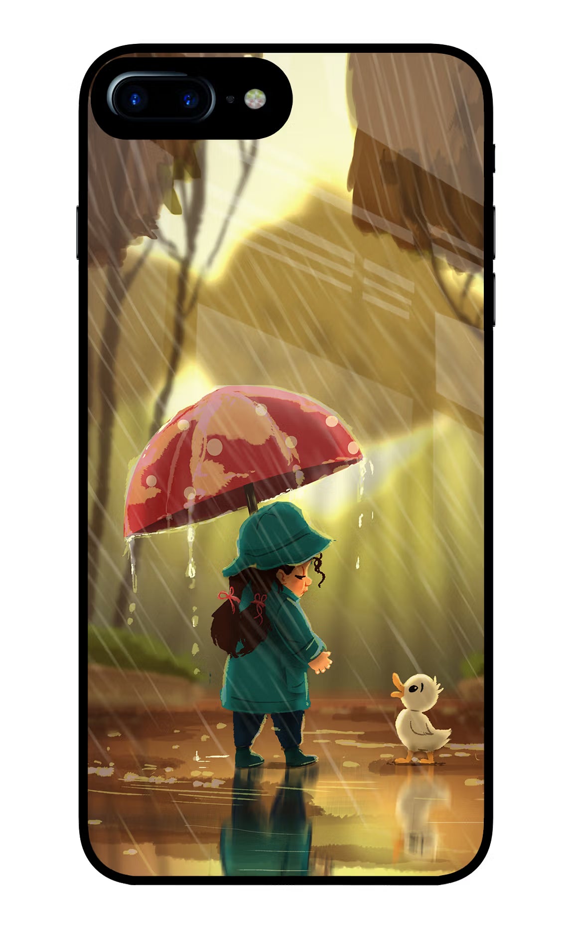 Rainy Day iPhone 8 Plus Glass Case Back Cover by Casekaro