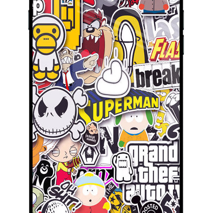 Sticker Bomb iPhone 8 Plus Glass Case Back Cover by Casekaro